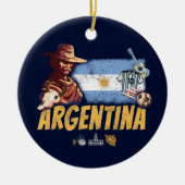 Argentijnse  gaucho met vlaggetje voetbal keramisch ornament (Voorkant)