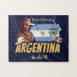 Argentijnse  gaucho met vlaggetje voetbal legpuzzel
