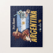 Argentijnse  gaucho met vlaggetje voetbal legpuzzel (Verticaal)