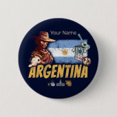 Argentijnse gaucho met vlaggetje voetbal ronde button 5,7 cm (Voorkant)