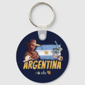 Argentijnse gaucho met vlaggetje voetbal sleutelhanger (Voorkant)