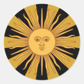 Argentijnse Gouden Zon, Sol de Mayo Ronde Sticker (Voorkant)
