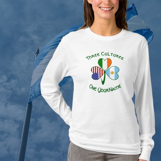 Argentijnse Ierse Amerikaanse vlaggen Shamrock Per T-shirt