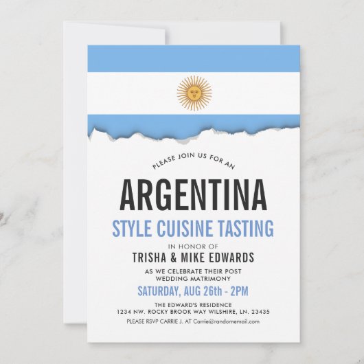 Argentijnse keuken | Party Flag Witte Uitnodiging (Voorkant)