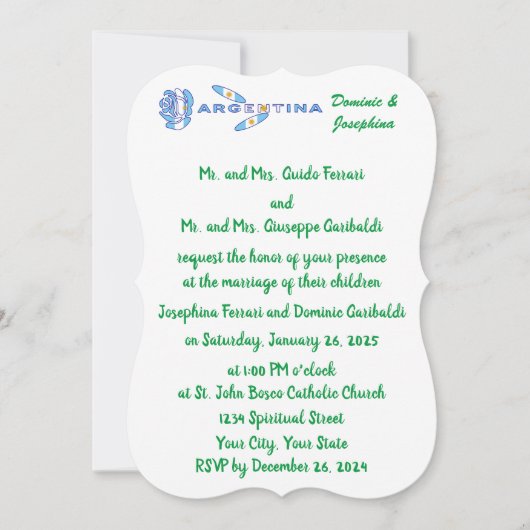 Argentijnse Roos Vlag Persoonlijke Trouwdag Kaart (Voorkant)