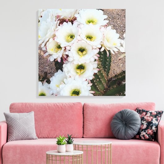 Argentijnse Saguaro Bloemen Canvas Afdruk (Insitu (Woonkamer))