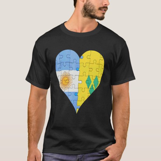 Argentijnse Sint Vincentive an Flag Heart T-shirt (Voorkant)