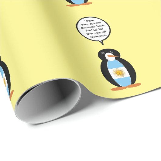 Argentijnse Talking Ms Penguin gepersonaliseerd Cadeaupapier (Rol Hoek)