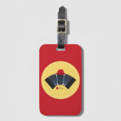 Argentijnse Tango Bandoneon met rode Fedora en Roo Bagagelabel (Voorkant (verticaal))