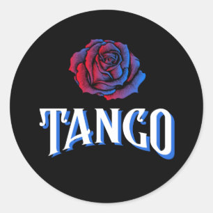 Argentijnse Tango Blue en Red Rose Ronde Sticker