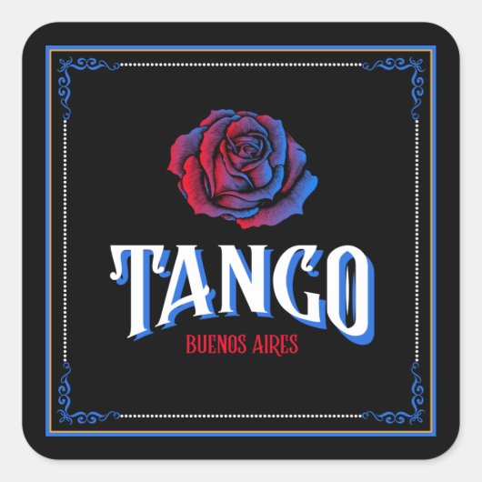 Argentijnse Tango Buenos Aires Fileteado Porteño Vierkante Sticker (Voorkant)