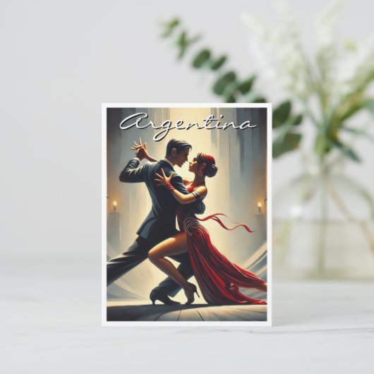 Argentijnse tango dansend paar briefkaart (Staand voorkant)
