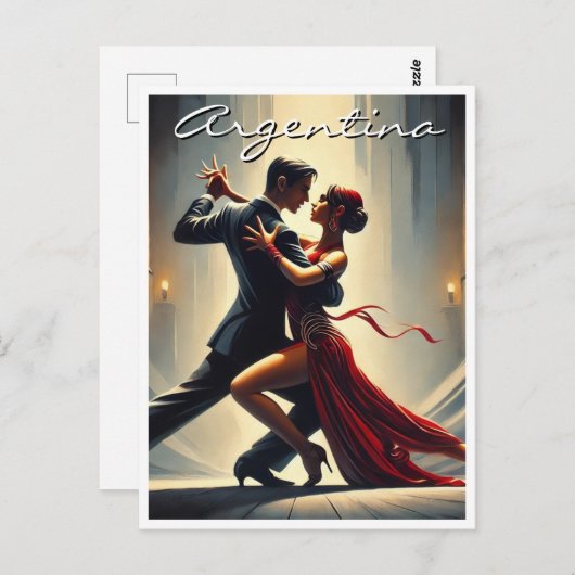 Argentijnse tango dansend paar briefkaart (Voorkant / Achterkant)