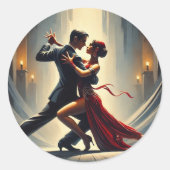 Argentijnse tango dansend paar ronde sticker (Voorkant)