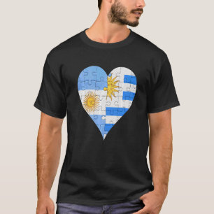 Argentijnse Uraguyan Flag Heart T-shirt