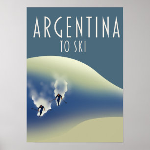 Argentijnse vintage stijl ski poster
