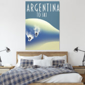 Argentijnse vintage stijl ski poster canvas afdruk (Insitu (Slaapkamer))