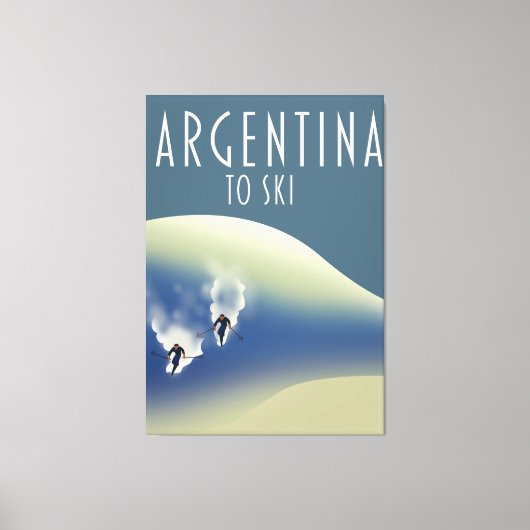 Argentijnse vintage stijl ski poster canvas afdruk (Voorkant)