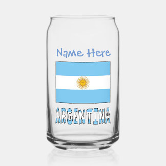 Argentijnse Vlag Argentinië Blauwe Personalisatie  Blikvorm Glas