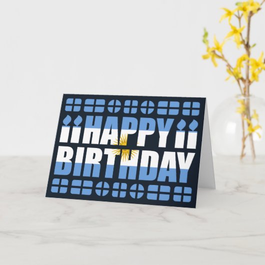 Argentijnse Vlag Birthday Card Kaart (Gele Bloem)