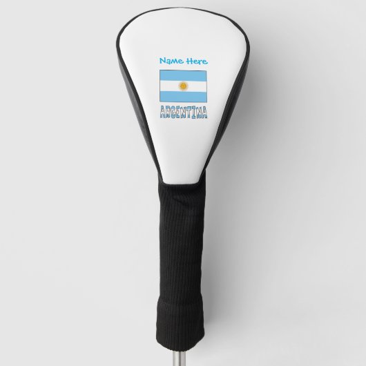 Argentijnse vlag Blauw gepersonaliseerd Golfheadcover (Voorkant)