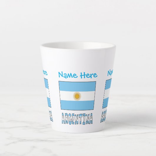 Argentijnse vlag Blauwe Personalisatie Latte Mok (Voorkant)