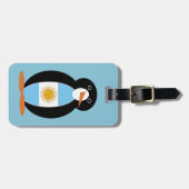Argentijnse vlag de heer Penguin over blauw Bagagelabel (Voorkant horizontaal)