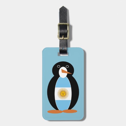 Argentijnse vlag de heer Penguin over blauw Bagagelabel (Voorkant verticaal)