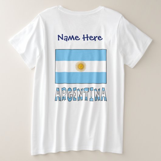Argentijnse vlag gepersonaliseerd grote maat t-shirt (Design achterkant)