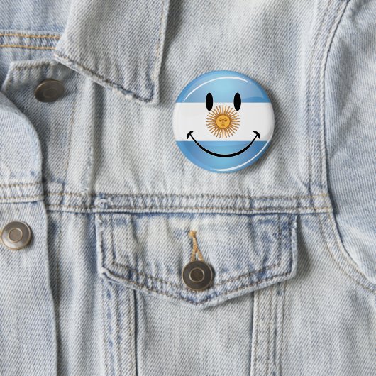Argentijnse vlag glimlachen ronde button 5,7 cm (In situ)