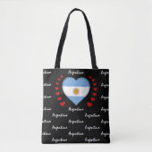 Argentijnse vlag, Heart Argentina Flag mode/sport Tote Bag (Voorkant)