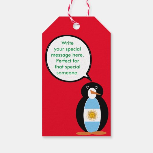 Argentijnse vlag in gesprek met mevrouw Penguin Cadeaulabel (Achterkant)