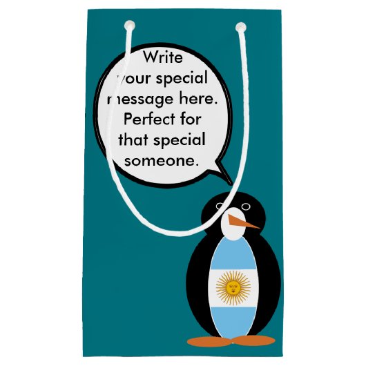 Argentijnse vlag in gesprek met mevrouw Penguin Klein Cadeauzakje (Voorkant)