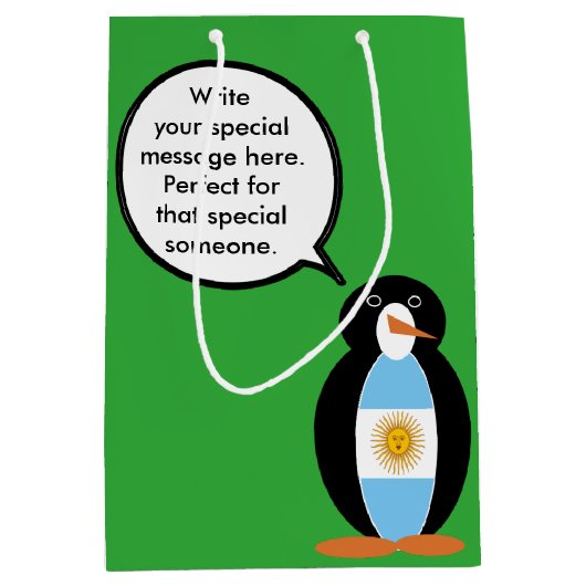 Argentijnse vlag in gesprek met mevrouw Penguin Medium Cadeauzakje (Voorkant)
