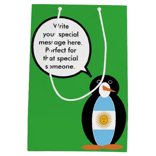 Argentijnse vlag in gesprek met mevrouw Penguin Medium Cadeauzakje (Achterkant)