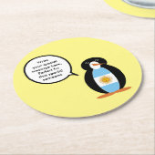 Argentijnse vlag in gesprek met mevrouw Penguin Ronde Kartonnen Onderzetter (Gebogen)