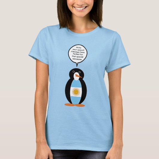 Argentijnse vlag in gesprek met mevrouw Penguin T-shirt (Voorkant)