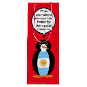 Argentijnse vlag in gesprek met mevrouw Penguin Wijn Cadeautas (Achterkant)