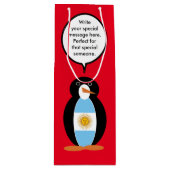 Argentijnse vlag in gesprek met mevrouw Penguin Wijn Cadeautas (Voorkant)