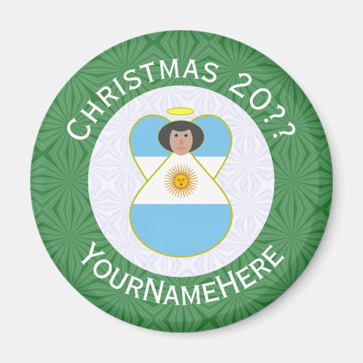 Argentijnse Vlag Kerst Engel Gepersonaliseerd Magneet (Voorkant)
