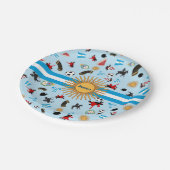 Argentijnse vlag met beroemde voorwerpen papieren bordje (Gekanteld)