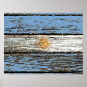 Argentijnse vlag met een ruw houtachtig effect poster