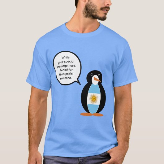 Argentijnse vlag met mevrouw Penguin-Mannen T-shirt (Voorkant)