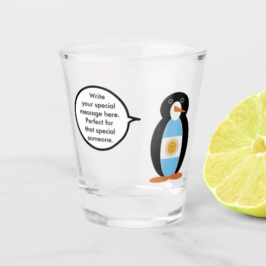 Argentijnse vlag met mevrouw Penguin Shot Glass Shot Glas (Voorkant)