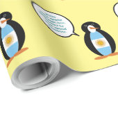 Argentijnse Vlag Praten Ms Penguin Gepersonaliseer Cadeaupapier (Rol Hoek)