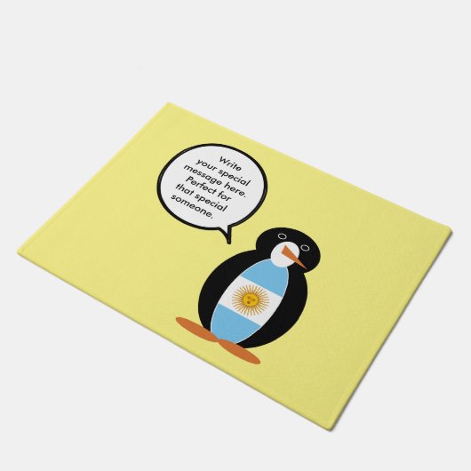 Argentijnse Vlag Praten Ms Penguin Gepersonaliseer Deurmat (Schuin)