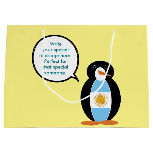 Argentijnse Vlag Praten Ms Penguin Gepersonaliseer Groot Cadeauzakje (Voorkant)