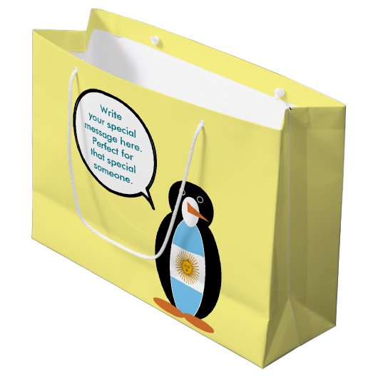 Argentijnse Vlag Praten Ms Penguin Gepersonaliseer Groot Cadeauzakje (Voorkant Gekanteld)
