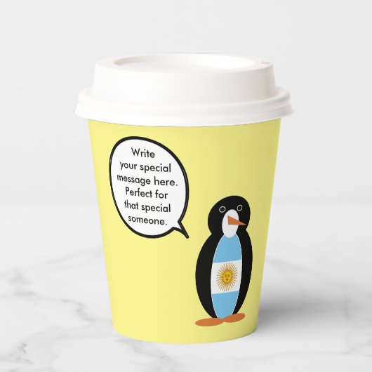 Argentijnse Vlag Praten Ms Penguin Gepersonaliseer Papieren Bekers (Voorkant)