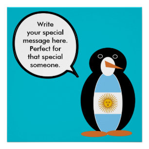 Argentijnse Vlag Praten Ms Penguin Gepersonaliseer Perfect Poster